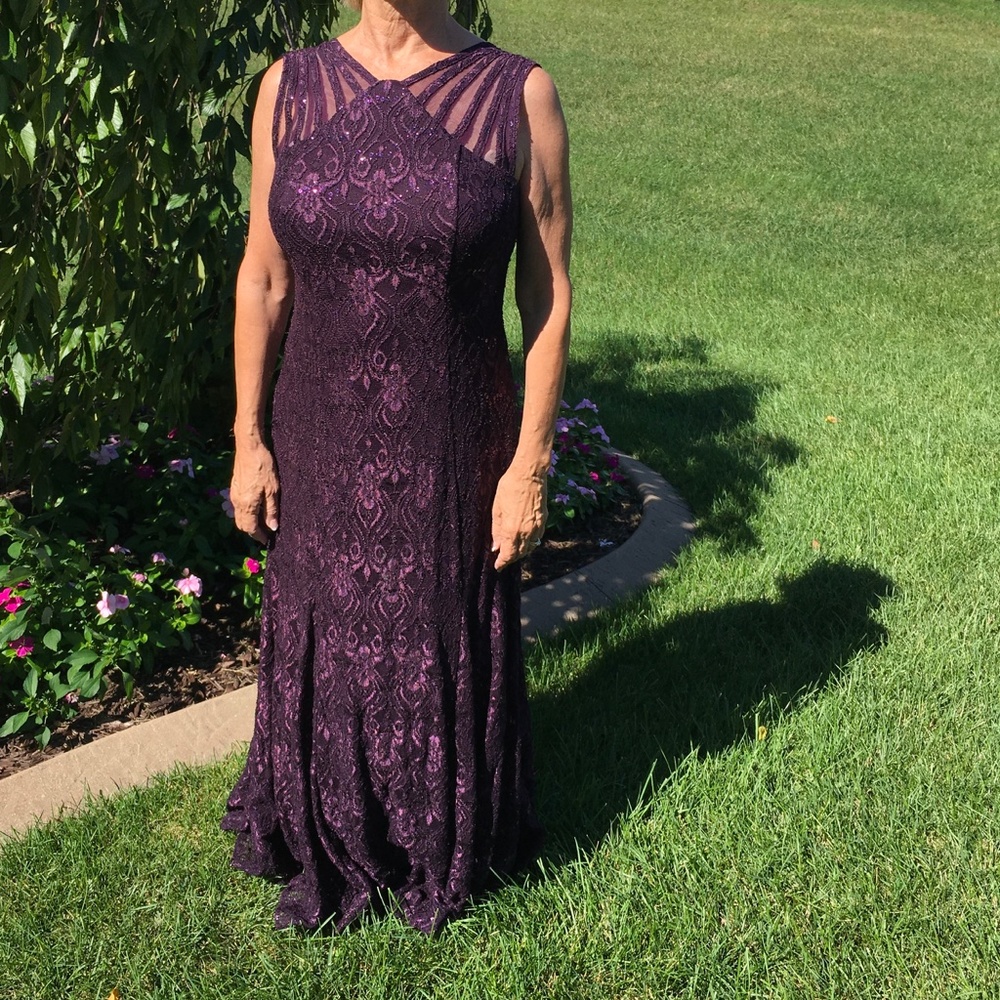 Plum colored formal evening gown